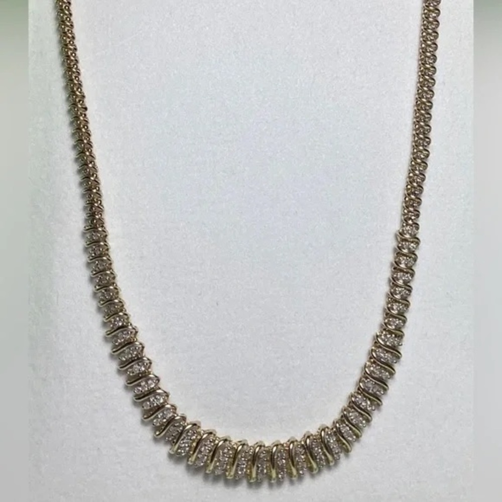 🌿10k beautiful natural diamond s-link tennis necklace
